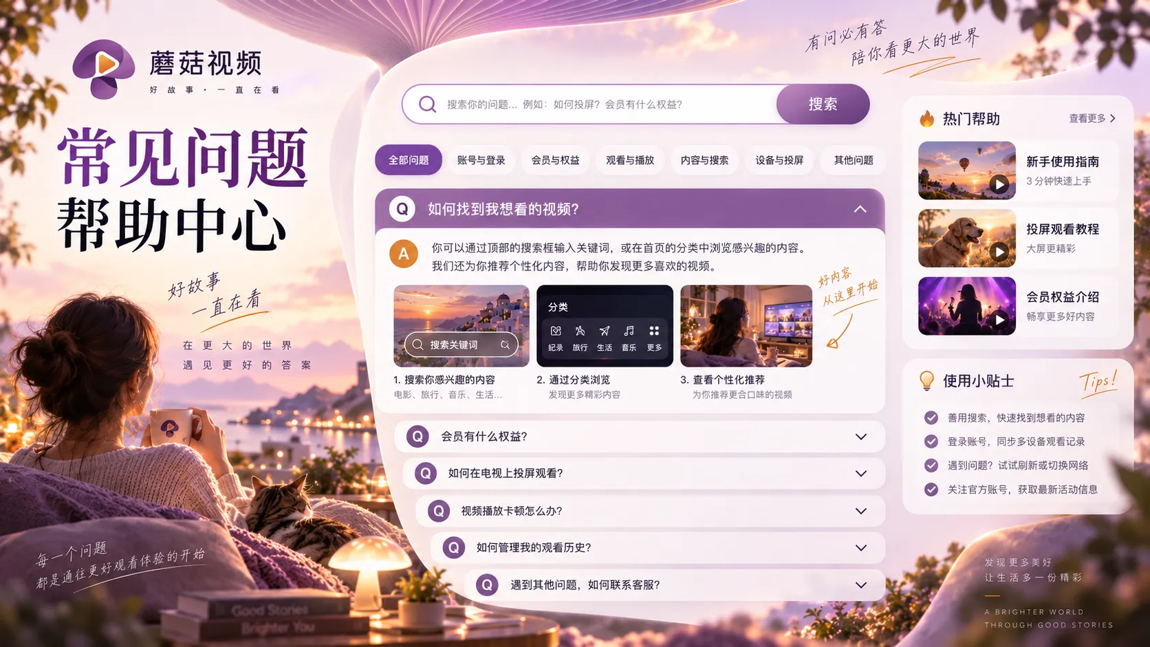 蘑菇视频常见问题说明页面